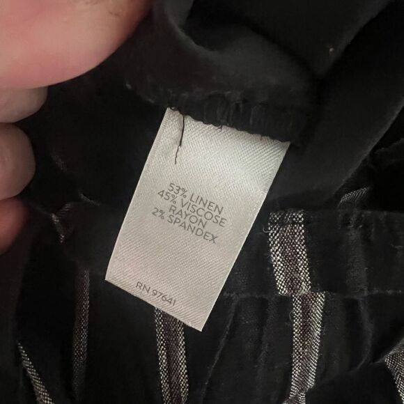 New J Jill linen full black and brown striped crop leg pant size L tall - Picture 7 of 7